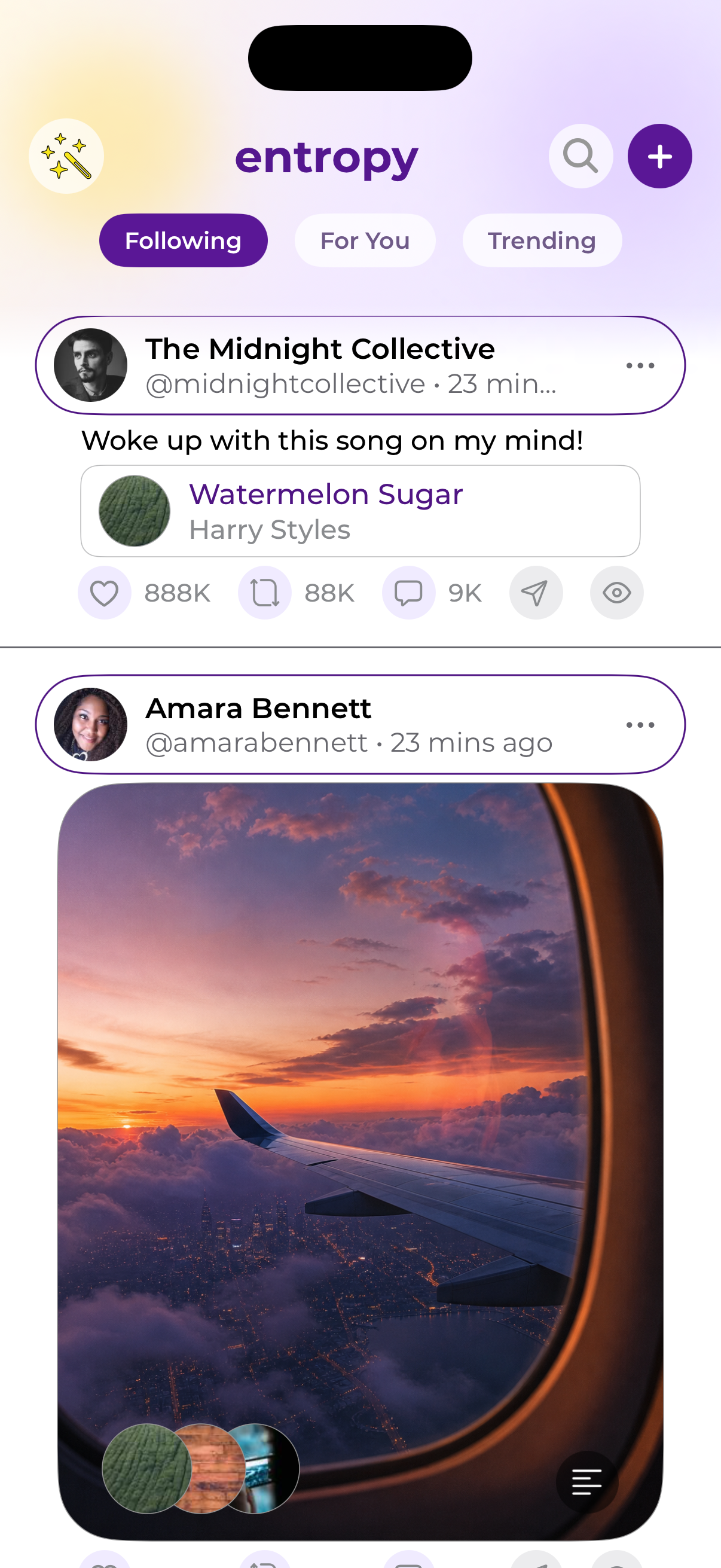 Entropy social music feed